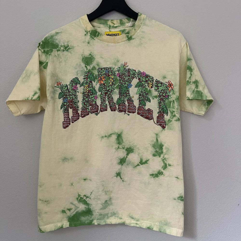 Market Tie Dye Arch Logo T-Shirt With Garden Print sz SM